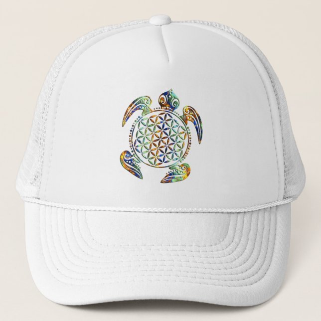 Flower of Life / Blume des Lebens - turtle coloure Trucker Hat (Front)