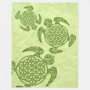 Flower Of Life / Blume des Lebens - turtle green Fleece Blanket