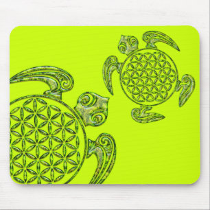 Flower of Life / Blume des Lebens - turtle green Mouse Pad