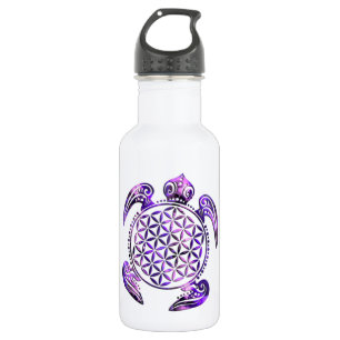Flower of Life / Blume des Lebens - turtle purple 532 Ml Water Bottle