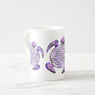 Flower of Life / Blume des Lebens - turtle purple Bone China Mug