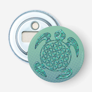 Flower of Life / Blume des Lebens turtle turquoise Bottle Opener