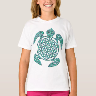 Flower of Life / Blume des Lebens turtle turquoise T-Shirt