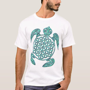 Flower of Life / Blume des Lebens turtle turquoise T-Shirt