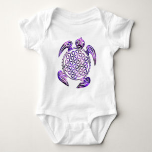 Flower of Life / Blume des Lebens - turtle violet Baby Bodysuit
