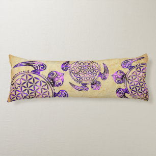 Flower of Life / Blume des Lebens - turtle violet Body Cushion