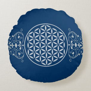 Flower of Life / Blume des Lebens - vintage II Round Cushion