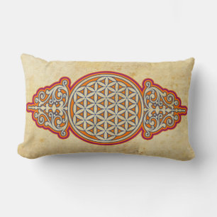 Flower of Life / Blume des Lebens - vintage VII Lumbar Cushion