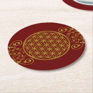 Flower of Life / Blume des Lebens - vintage XI Round Paper Coaster
