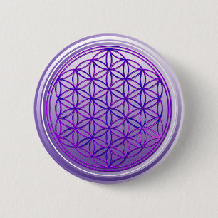 Flower Of Life / Blume des Lebens - violet 6 Cm Round Badge