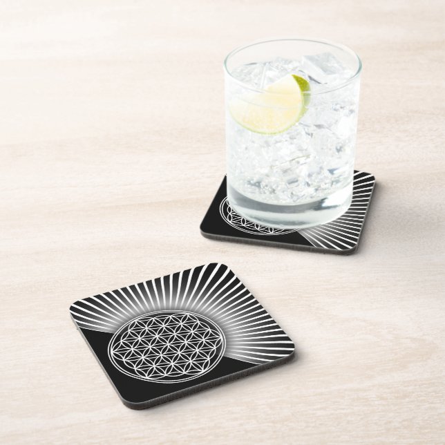 Flower of Life / Blume des Lebens - white flat Coaster (Right Side)