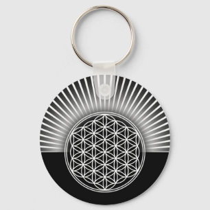 Flower of Life / Blume des Lebens - white flat Key Ring