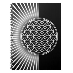 Flower of Life / Blume des Lebens - white flat Spiral Notebook