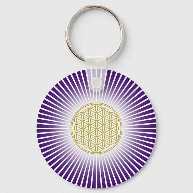 Flower Of Life / Blume des Lebens - white rays Key Ring (Front)