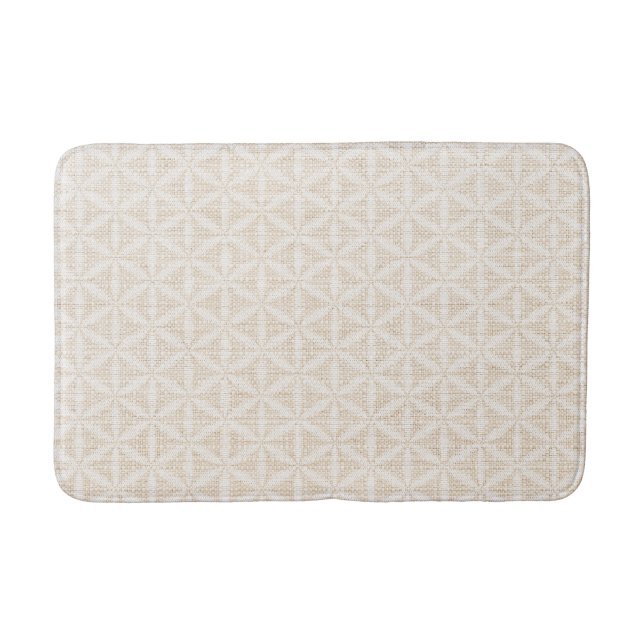 Flower of life Boho chic | Beige & White  Bath Mat (Front)
