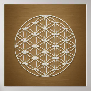 Flower of Life Bronze White Poster