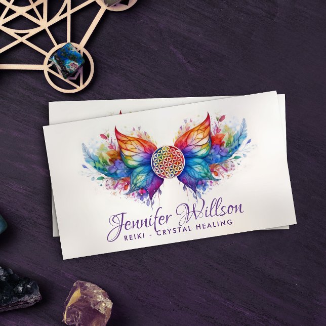 Flower of life Butterfly - Colourful energy flow Business Card (Creator Uploaded)