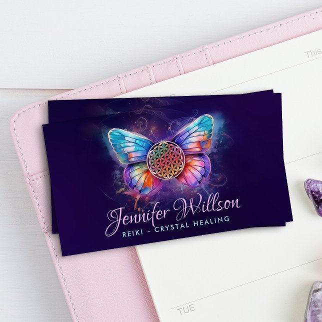 Flower of life Butterfly - Colourful energy flow Business Card (Creator Uploaded)