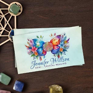 Flower of life Butterfly - Colourful energy flow Business Card