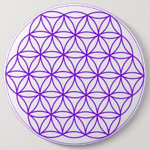 Flower Of Life Button Purple White Symbol