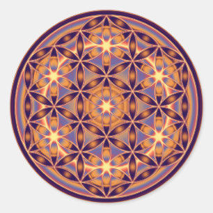 Flower Of Life - Button Style 02 Classic Round Sticker