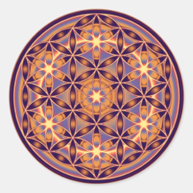 Flower Of Life - Button Style 02 Classic Round Sticker (Front)