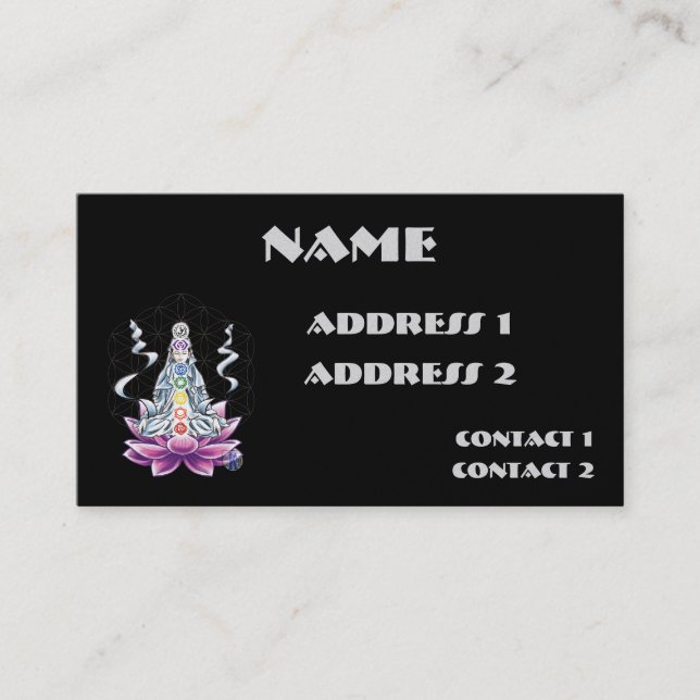 Flower of life chakra goddess business card (Front)