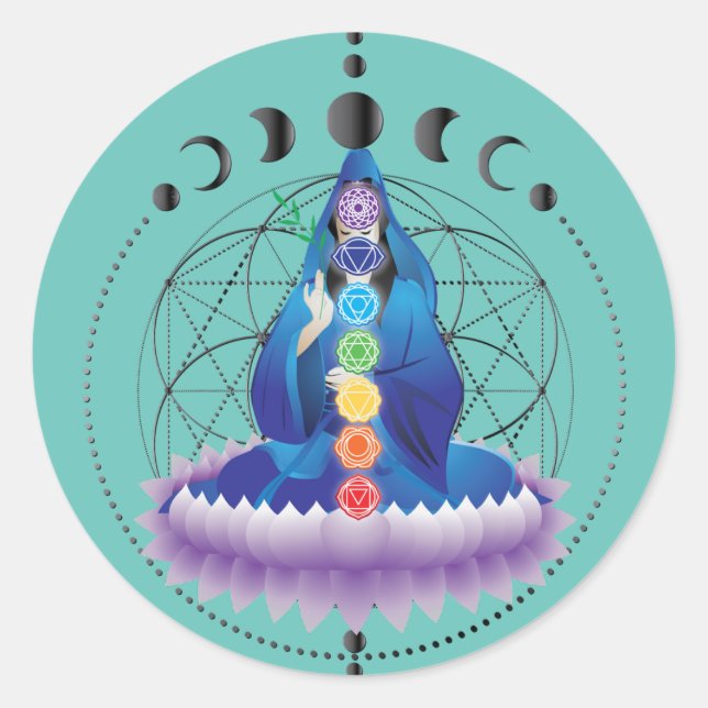 Flower of life chakra goddess v2 sticker (Front)