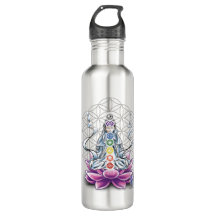 Flower of life, chakra, goddess water bottle