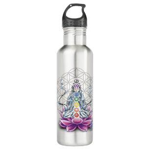 Flower of life, chakra, goddess water bottle