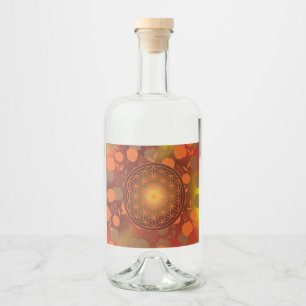 flower of life, chakra,zen,sacred geometric, liquor bottle label