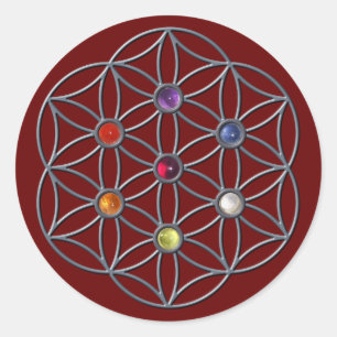 Flower of Life Chakras Gemstone Classic Round Sticker