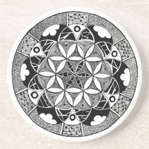 Flower of Life Coaster white border