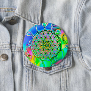 Flower Of Life - Colourfully Ways 1 10 Cm Round Badge