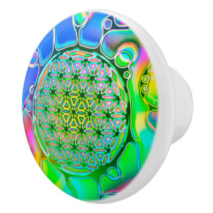 Flower Of Life - Colourfully Ways 1 Ceramic Knob