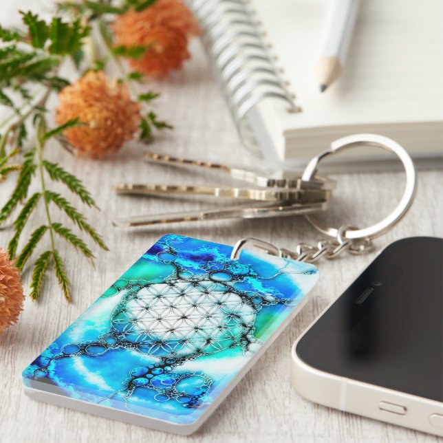 Flower Of Life - Colourfully Ways 2 Key Ring (Front Right)