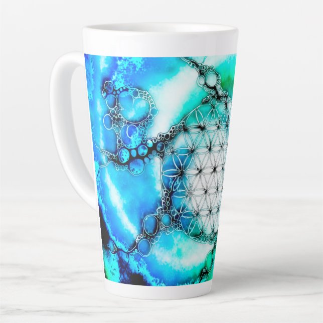 Flower Of Life - Colourfully Ways 2 Latte Mug (Left Angle)