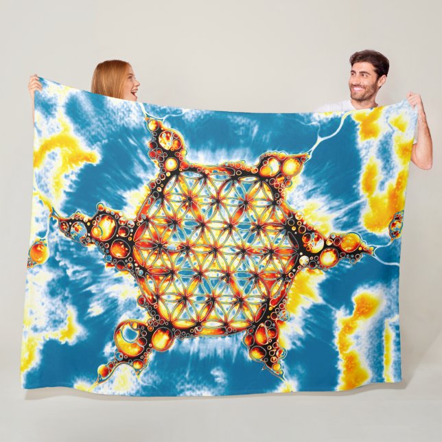 Flower Of Life - Colourfully Ways 5 Fleece Blanket (In Situ)