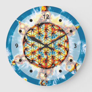Flower Of Life - Colourfully Ways 5 Large Clock
