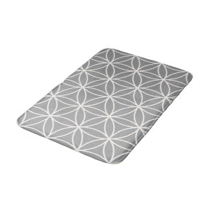Flower of Life Cream on Grey Big Pattern Bath Mat