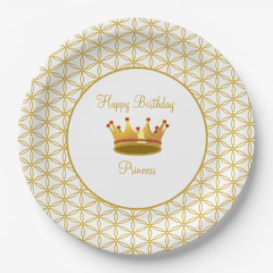 Flower of Life & Crown Birthday Paper Plate