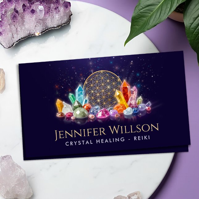 Flower of Life Crystal Healing Business Card (Creator Uploaded)