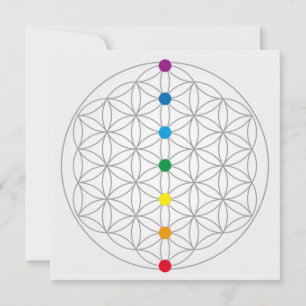 Flower of Life Design and 7 Chakras Rainbow Colour Holiday Card