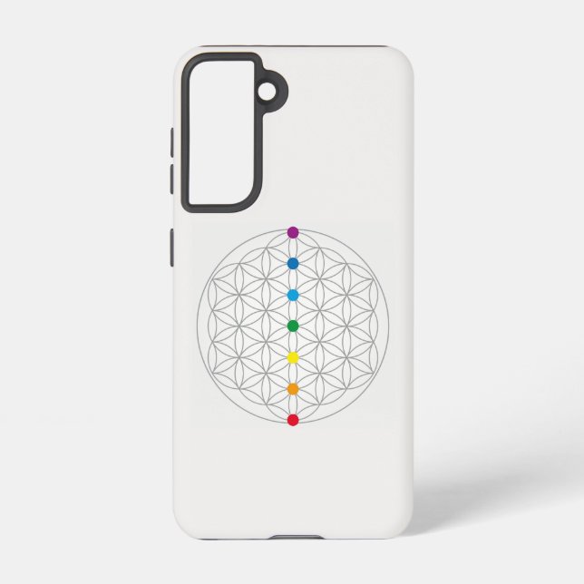 Flower of Life Design and 7 Chakras Rainbow Colour Samsung Galaxy S21 Case (Back)