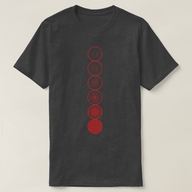 Flower of Life Evolution Sacred Geometry Red T-Shirt (Design Front)
