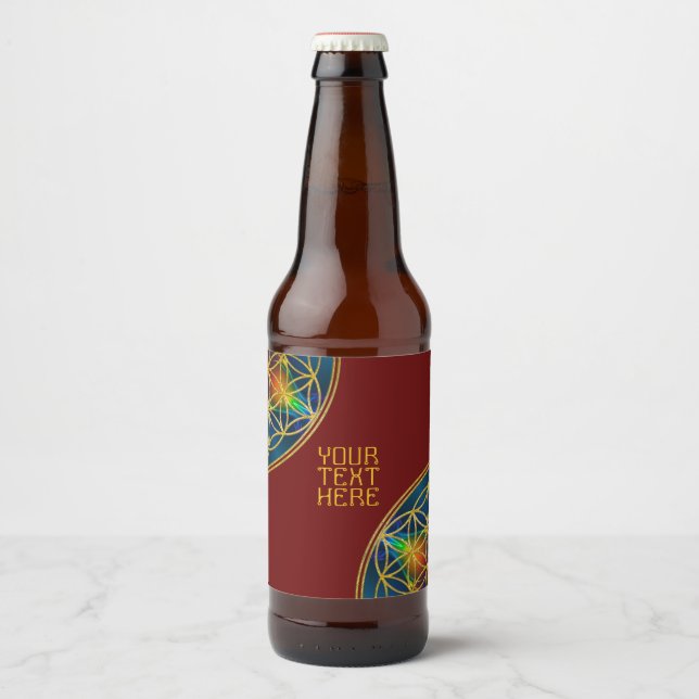 FLOWER OF LIFE - Fractal Blossom 1 Beer Bottle Label (Front)