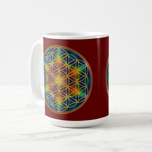 FLOWER OF LIFE - Fractal Blossom 1 Coffee Mug (Front Left)