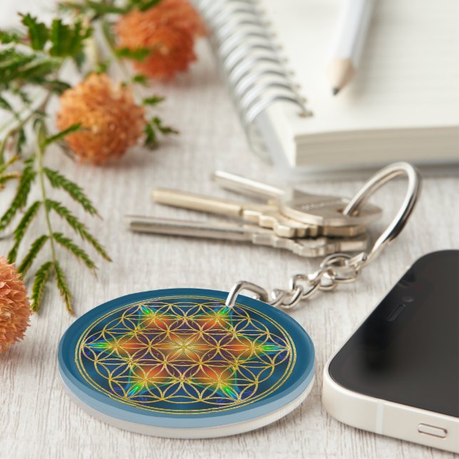 FLOWER OF LIFE - Fractal Blossom 1 Key Ring (Front Right)