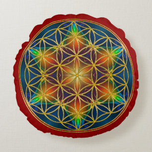 FLOWER OF LIFE - Fractal Blossom 1 Round Cushion