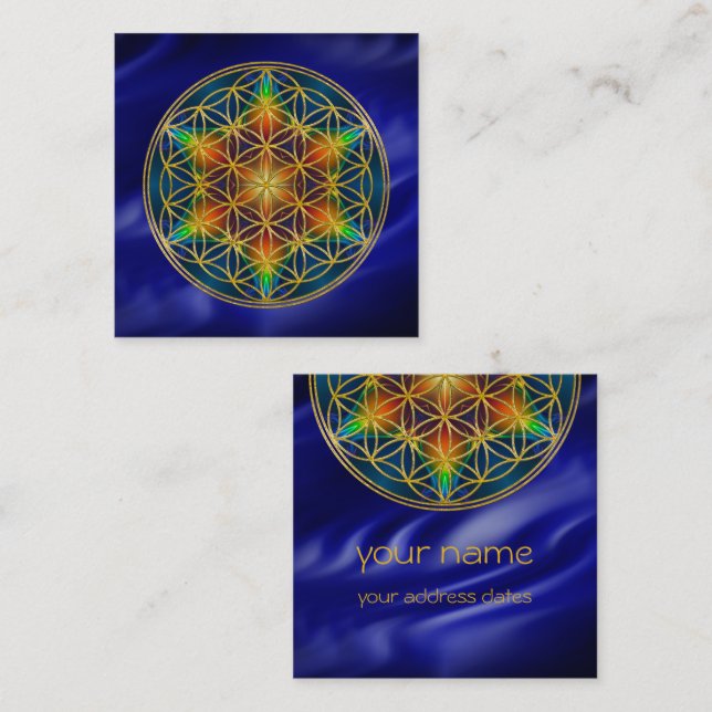 FLOWER OF LIFE - Fractal Blossom 1 Square Business Card (Front/Back)